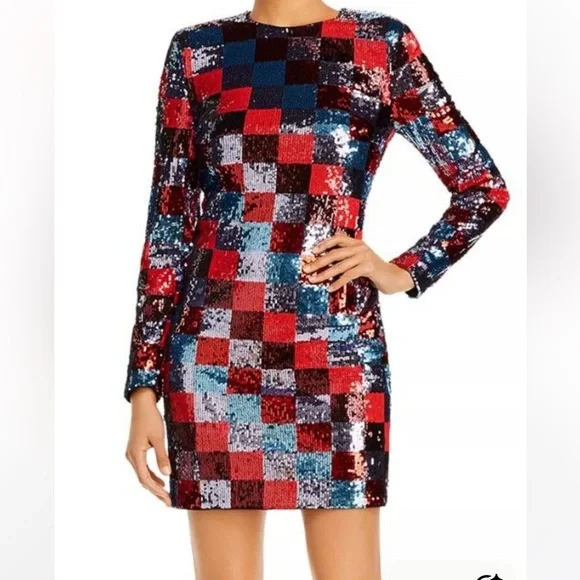 Escada Sport Deighty Checkered Sequin Dress Size 40 EU / Large USA - Picture 5 of 16